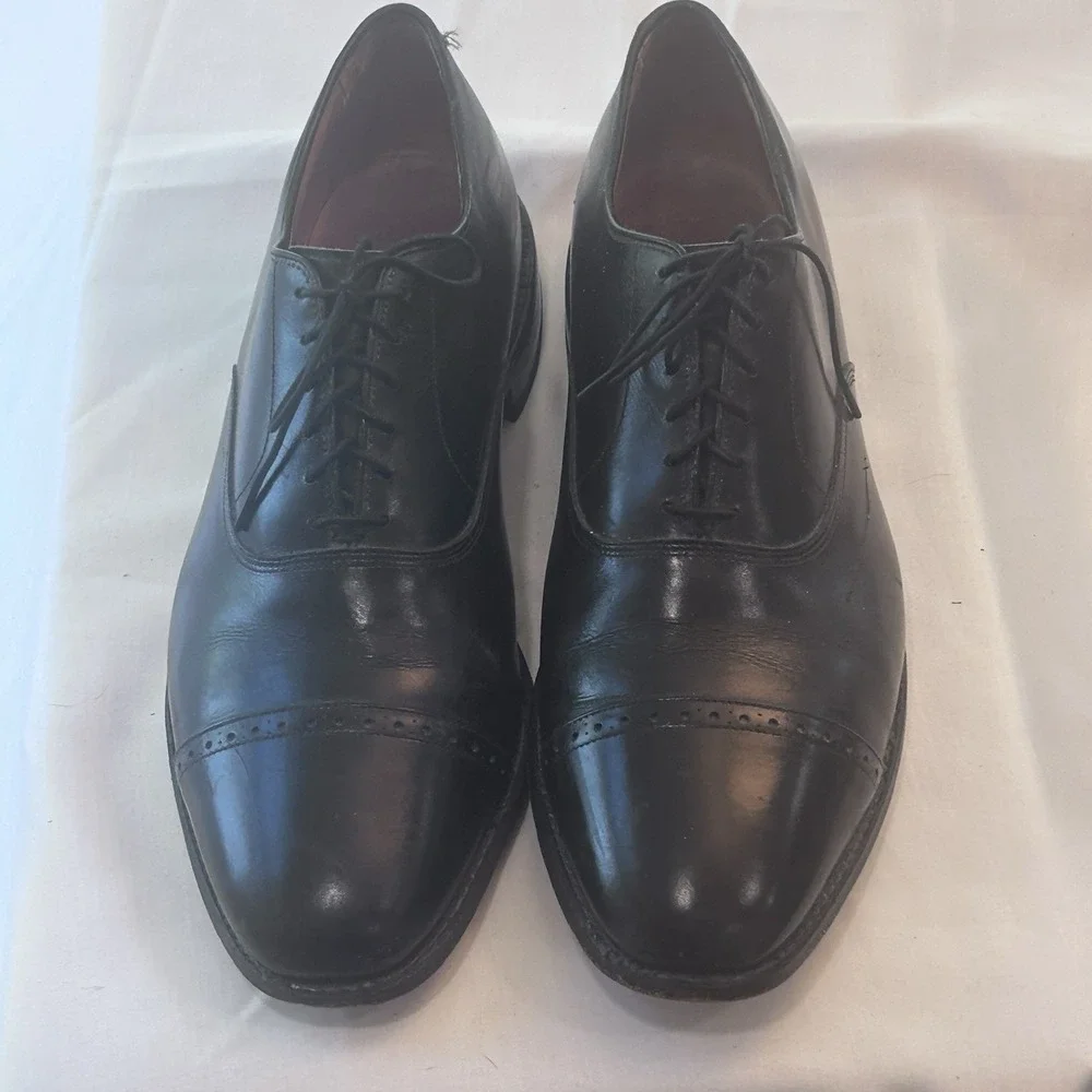 Allen Edmonds Byron Shoes Men  13C Black Cap Toe Leather Oxford  Dress Made USA